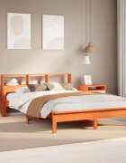vidaXL Легло с етажерка за книги без матрак 120x200 см бор масив