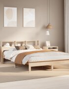 vidaXL Легло с етажерка за книги без матрак 120x200 см бор масив