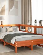 vidaXL Легло с етажерка за книги без матрак 120x200 см бор масив