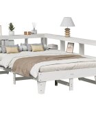 vidaXL Легло с етажерка за книги без матрак 120x200 см бор масив