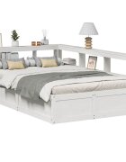vidaXL Легло с етажерка за книги без матрак 135x190 см бор масив