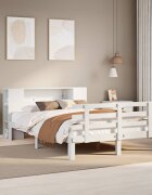 vidaXL Легло с етажерка за книги без матрак 135x190 см бор масив