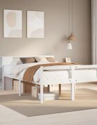 vidaXL Легло с етажерка за книги без матрак 135x190 см бор масив