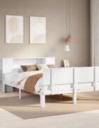 vidaXL Легло с етажерка за книги без матрак 135x190 см бор масив