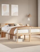 vidaXL Легло с етажерка за книги без матрак 135x190 см бор масив