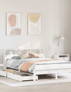 vidaXL Легло с етажерка за книги без матрак 135x190 см бор масив