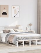 vidaXL Легло с етажерка за книги без матрак 135x190 см дърво масив