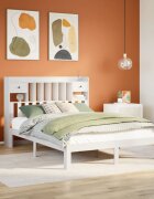 vidaXL Легло с етажерка за книги без матрак 140x190 см бор масив