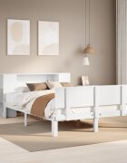 vidaXL Легло с етажерка за книги без матрак 140x190 см бор масив