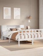 vidaXL Легло с етажерка за книги без матрак 140x190 см бор масив