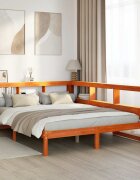vidaXL Легло с етажерка за книги без матрак 140x190 см бор масив