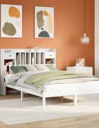 vidaXL Легло с етажерка за книги без матрак 140x190 см бор масив