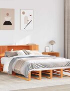 vidaXL Легло с етажерка за книги без матрак 140x190 см дърво масив