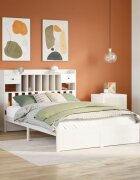 vidaXL Легло с етажерка за книги без матрак 140x200 см бор масив