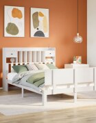 vidaXL Легло с етажерка за книги без матрак 140x200 см бор масив
