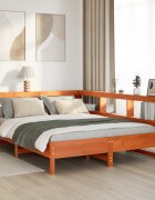 vidaXL Легло с етажерка за книги без матрак 140x200 см бор масив