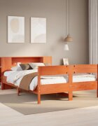 vidaXL Легло с етажерка за книги без матрак 140x200 см бор масив