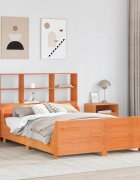 vidaXL Легло с етажерка за книги без матрак 140x200 см дърво масив