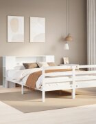 vidaXL Легло с етажерка за книги без матрак 150x200 см бор масив