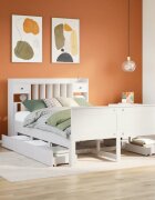 vidaXL Легло с етажерка за книги без матрак 150x200 см бор масив