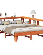 vidaXL Легло с етажерка за книги без матрак 150x200 см бор масив