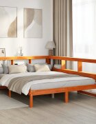 vidaXL Легло с етажерка за книги без матрак 150x200 см бор масив
