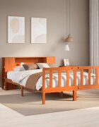 vidaXL Легло с етажерка за книги без матрак 150x200 см бор масив