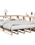 vidaXL Легло с етажерка за книги без матрак 150x200 см бор масив