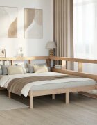 vidaXL Легло с етажерка за книги без матрак 150x200 см бор масив