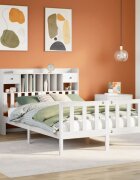 vidaXL Легло с етажерка за книги без матрак 150x200 см бор масив