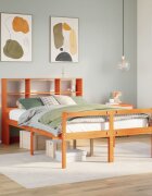 vidaXL Легло с етажерка за книги без матрак 150x200 см дърво масив