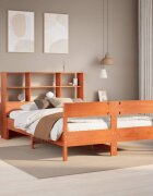 vidaXL Легло с етажерка за книги без матрак 160x200 см бор масив