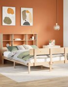 vidaXL Легло с етажерка за книги без матрак 160x200 см бор масив