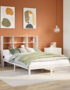vidaXL Легло с етажерка за книги без матрак 160x200 см бор масив