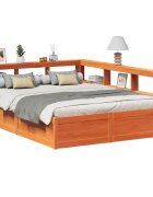 vidaXL Легло с етажерка за книги без матрак 160x200 см бор масив