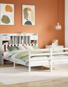 vidaXL Легло с етажерка за книги без матрак 160x200 см бор масив