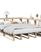 vidaXL Легло с етажерка за книги без матрак 160x200 см бор масив