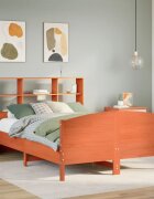 vidaXL Легло с етажерка за книги без матрак 160x200 см бор масив