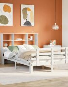 vidaXL Легло с етажерка за книги без матрак 160x200 см бор масив