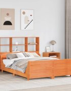 vidaXL Легло с етажерка за книги без матрак 160x200 см дърво масив