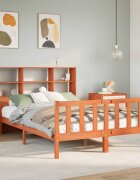vidaXL Легло с етажерка за книги без матрак 160x200 см дърво масив