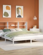 vidaXL Легло с етажерка за книги без матрак 180x200 см бор масив