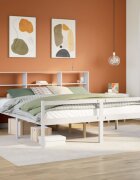 vidaXL Легло с етажерка за книги без матрак 180x200 см бор масив