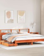 vidaXL Легло с етажерка за книги без матрак 180x200 см бор масив