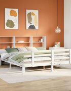 vidaXL Легло с етажерка за книги без матрак 180x200 см бор масив