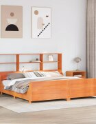 vidaXL Легло с етажерка за книги без матрак 180x200 см дърво масив