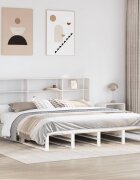 vidaXL Легло с етажерка за книги без матрак 180x200 см дърво масив