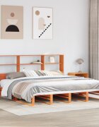vidaXL Легло с етажерка за книги без матрак 180x200 см дърво масив