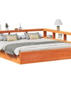 vidaXL Легло с етажерка за книги без матрак 200x200 см бор масив