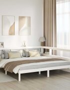 vidaXL Легло с етажерка за книги без матрак 200x200 см бор масив